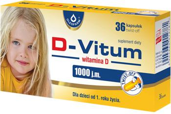 D-Vitum 1000 j.m  dla dzieci od 1 roku  życia 36 kapsułek typu "twist-off"