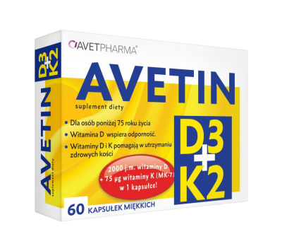 Avetin D3 + K2 60 kapsułek