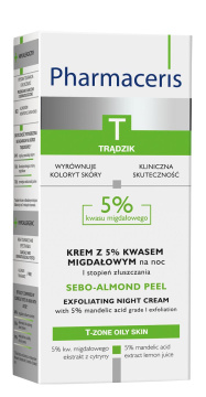 Pharmaceris T sebo - almond peel krem z 5% kwasem migdałowym na noc I stopień złuszczania 50 ml