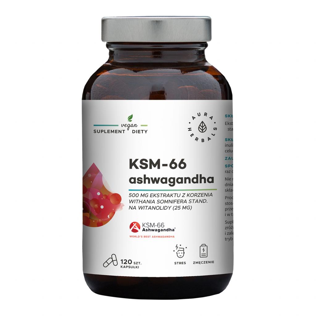Aura Herbals Ashwagandha KSM-66 500 mg 120 kapsułek