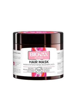 Biovax Botanic baicapil, malina moroszka, olej z róży maska regenerująca do włosów osłabionych i wypadających 250 ml
