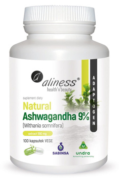 Aliness Natural Ashwagandha 9%, 100 kapsułek