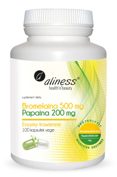 Aliness Bromelaina 500 mg Papaina 200 mg, 100 kapsułek