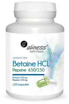 Aliness Betaine HCL, Pepsyna 650/150 mg, 100 kapsułek