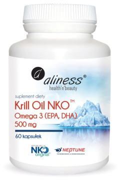 Aliness Krill Oil NKO Omega 3 z Astaksantyną 500 mg, 60 kapsułek