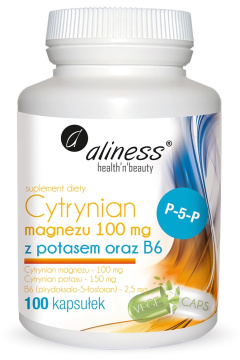 Aliness Cytrynian magnezu z potasem oraz B6, 100 kapsułek