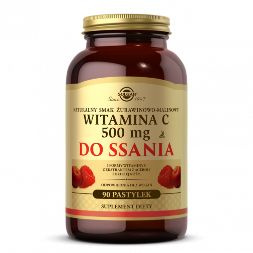 Solgar Witamina C 500 mg, 90 pastylek do ssania o  smaku żurawinowo-malinowym