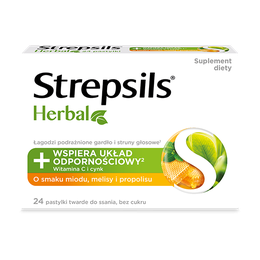 Strepsils Herbal o smaku miodu, melisy i propolisu 24 pastylki do ssania