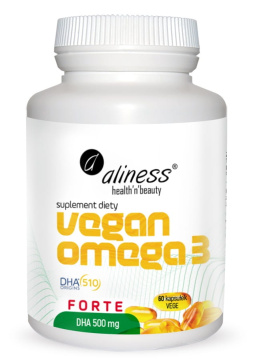 Aliness Vegan Omega 3 FORTE DHA 500 mg 60 kapsułek