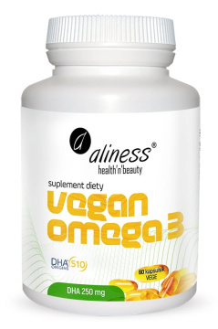 Aliness Vegan Omega 3 DHA 250 mg  60 kapsułek