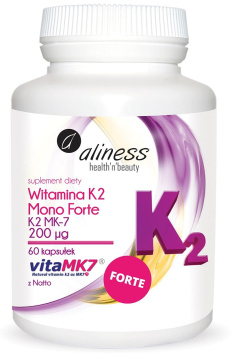 Aliness Witamina K2 Mono FORTE MK-7 200 µg z Natto, 60 kapsułek