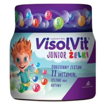 VisolVit Junior żelki, witaminy i minerały dla dzieci po 3 r.ż., 50 owocowych żelków