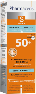 Pharmaceris S Sensi Protect - codzienne emulsja  ochronna z kwasem hialuronowym do twarzy i okolic oczu SPF50+ 50 ml