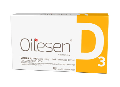 Oilesen Vitamin D3 1000, 80 kapsułek