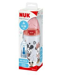 NUK butelka First Choice+ ze wskaźnikiem temperatury Disney Myszka Miki M 300 ml (czerwona)
