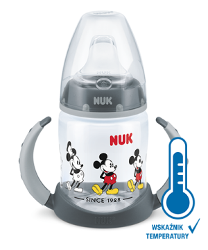 NUK butelka First Choice z uchwytami ze wskaźnikiem temperatury Myszka Miki 150 ml (szara)