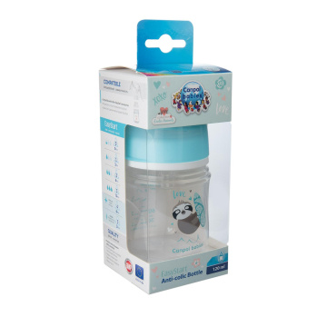 Canpol babies antykolkowa butelka szerokootworowa EasyStart Exotic Animals 120 ml (35/220) niebieska