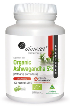 Aliness Organic Ashwagandha 500 mg  100 kapsułek vege