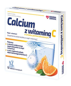 Rodzina Zdrowia Calcium z witaminą C, 12 tabletek musujących