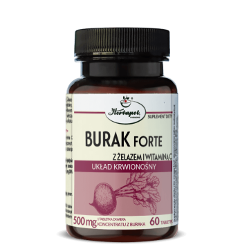 Burak Forte z żelazem i witaminą C, 60 tabletek