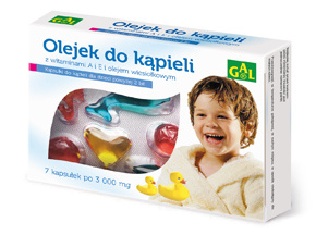 GAL olejek do kąpieli dla dzieci z witaminami A + E i olejem wiesiołkowym , 7 kapsułek