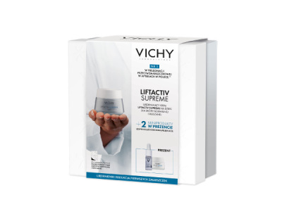 Vichy Liftactiv Supreme, zestaw - krem przeciwzmarszczkowy do cery normalnej i mieszanej 50 ml + miniprodukty
