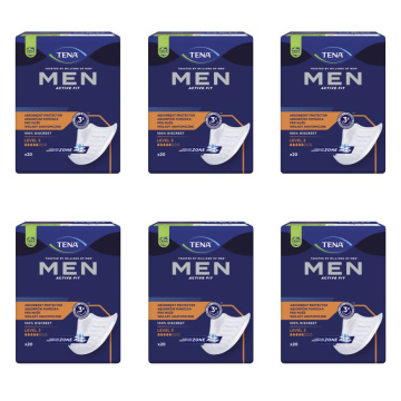 Wkładki anatomiczne TENA Men Super Level 3, 6 x 20 sztuk (6-pack)