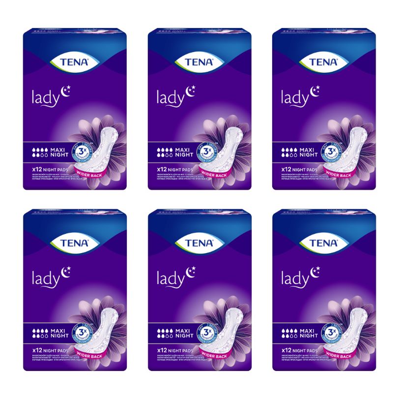 TENA Lady Maxi Night, wkładki urologiczne na noc,  6 x 12 sztuk (6-pack)