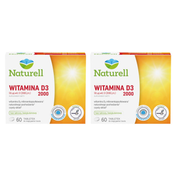 Naturell Witamina D3 2000, dwupak 2 x 60 tabletek do ssania