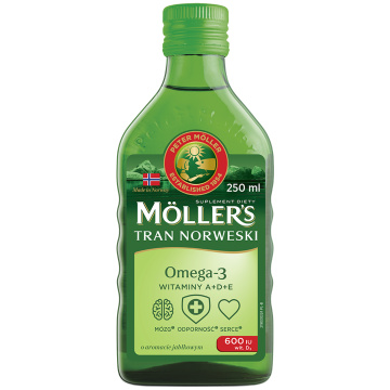 Mollers tran norweski o aromacie jabłkowym, 250 ml