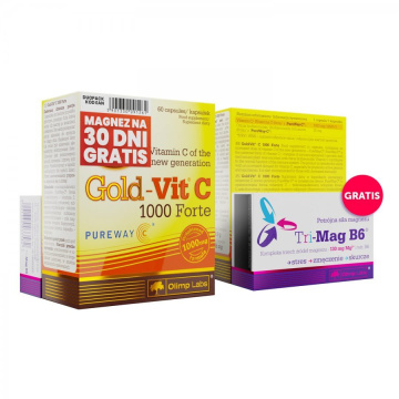 Olimp zestaw, Gold-vit C 1000 mg forte, 60 kapsułek + Tri-mag b6, 30 tabletek