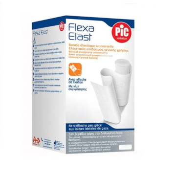 PIC FlexaElast bandaż elastyczny o średnim ucisku 10 cm x 4,5 m ze spinką biały, 1 sztuka