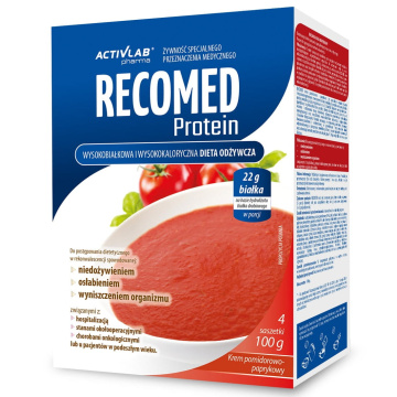 RecoMed Protein, Krem Pomidorowo-Paprykowy, Proszek, 100 g, 4 saszetki