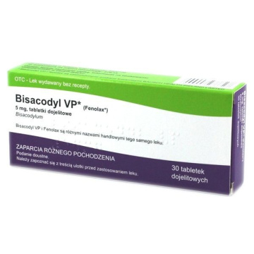 Bisacodyl VP 5 mg, 30 tabletek, IMPORT RÓWNOLEGŁY, Delfarma