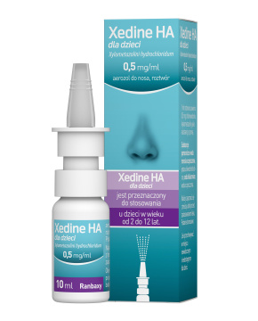 Xedine HA dla dzieci, 0,5 mg/ml, aerozol do nosa, roztwór, 10 ml
