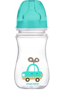 Canpol babies antykolkowa butelka szerokootworowa EasyStart "Kolorowe Zwierzęta" 240 ml (35/206), 1 sztuka