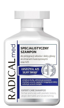 Radical Med, specjalistyczny szampon polecany do pielęgnacji skóry głowy ze zmianami łuszczycowymi oraz AZS, 300 ml