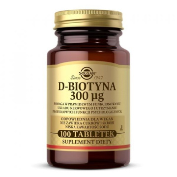 SOLGAR D-Biotyna 300 μg, 100 tabletek