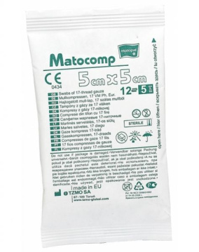 MATOCOMP Kompresy jałowe 17 nitek 12 warstw 5cm x 5cm 5 szt.