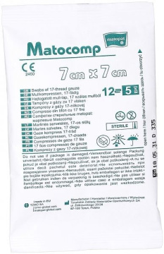 MATOCOMP Kompresy jałowe 17 nitek 12 warstw 7cm x 7cm 5 szt.