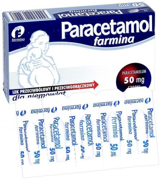 Paracetamol Farmina 50 mg czopki doodbytnicze 10 sztuk