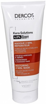 Vichy Dercos Kera Solutions -  maska 2-minutowa odbudowująca do włosów zniszczonych i suchych 200 ml