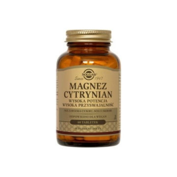 Solgar Magnez cytrynian, 60 tabletek