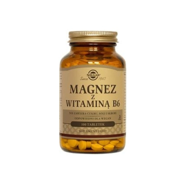 Solgar Magnez z Witaminą B6, 100 tabletek
