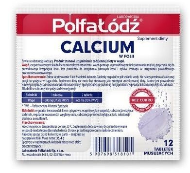 Calcium w folii 12 tabletek musujacych bez cukru