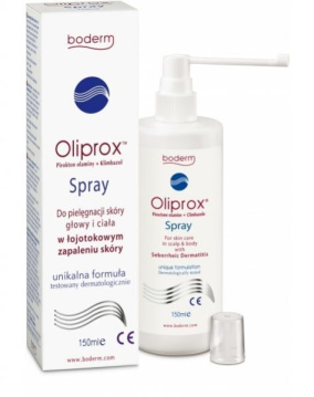 Oliprox, spray do stosowania w łojotokowym zapaleniu skóry głowy i ciała, 150 ml