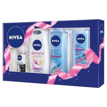 Nivea Zestaw Świąteczny Diamond (szampon 250ml+odżywka 200ml+olejek pod prysznic 250ml+deo roll-on 50ml)