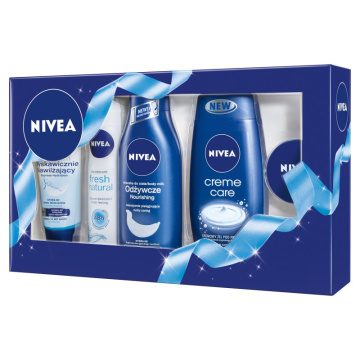 Nivea Zestaw Świąteczny Care (żel p/prysznic 250ml+mleczko d/ciała 250ml+deo spray 150ml+krem do rąk 75ml+ krem 30ml)