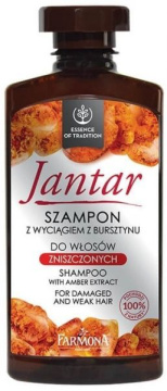 Jantar, szampon z wyciągiem bursztynu i witaminami do włosów zniszczonych, 330 ml