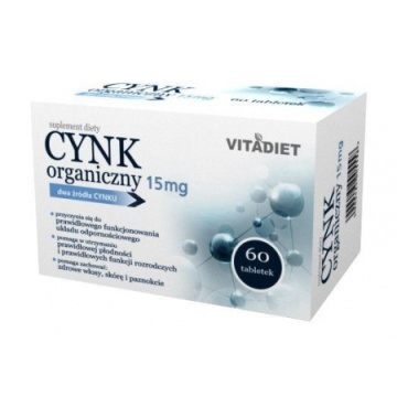 Vitadiet Cynk organiczny 15 mg, 60 tabletek